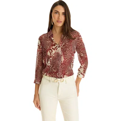 The Noli Shop Sara Silk Blouse In Brown