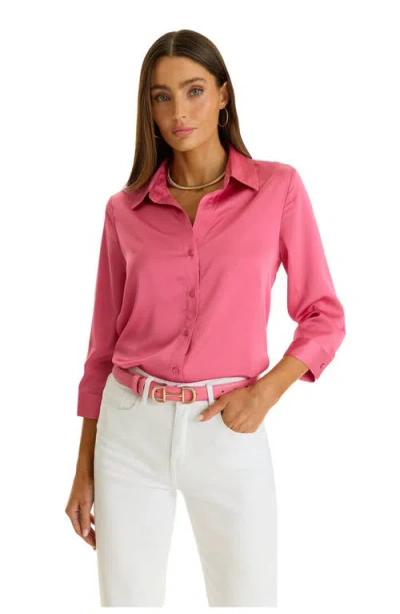 The Noli Shop Sara Silk Blouse In Pink