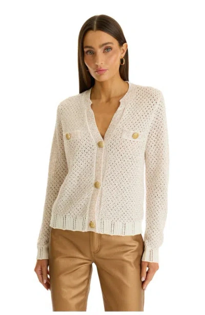 The Noli Shop Shannon Sequin Cardigan Top In White