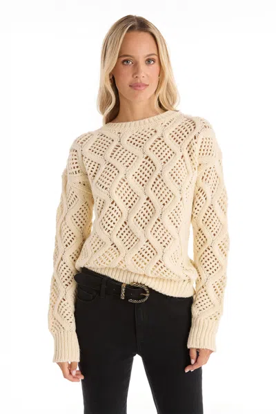 The Noli Shop Sonja Wave Sequin Sweater In Neutral