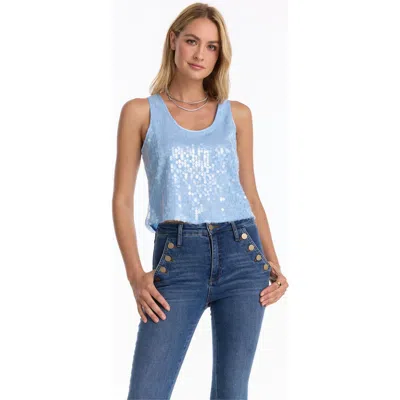 The Noli Shop Sophia Sequin Tank In Blue