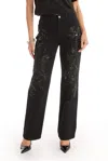 The Noli Shop Stassi Floral Sequin Jean - Black In Black