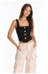 The Noli Shop Venus Button Top In Black