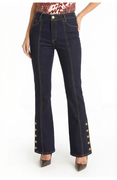 The Noli Shop Veronica Button Jean In Blue