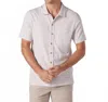 The Normal Brand Puremeso Solid Short Sleeve Knit Button-up Shirt In Blue