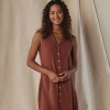 The Normal Brand Aria Crepe Lapel Dress In Brown
