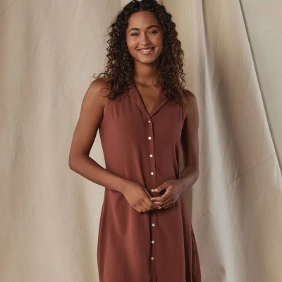 The Normal Brand Aria Crepe Lapel Dress In Brown