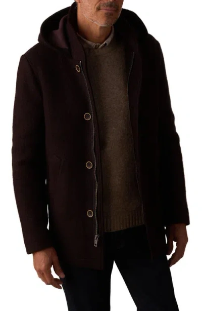 The Normal Brand Balboa City Hooded Peacoat In Brown