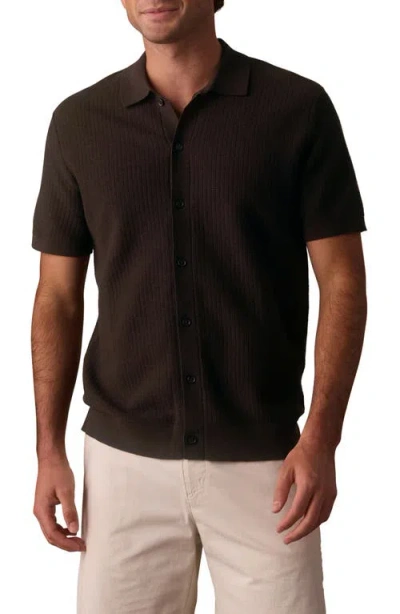 The Normal Brand Breezeknit Short Sleeve Button-up Shirt In Brown