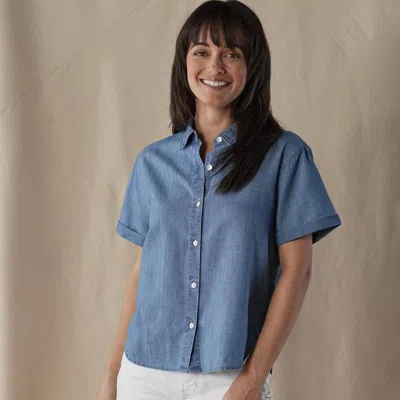 The Normal Brand Chambray Rosie Button Up Shirt In Blue