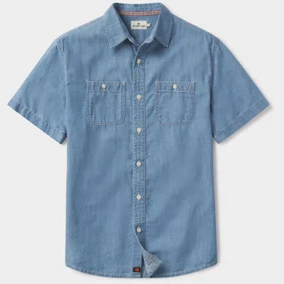 The Normal Brand Chambray Short Sleeve Button Up In Gray