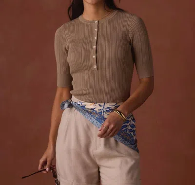 The Normal Brand Coco Henley Sweater In Taupe In Brown