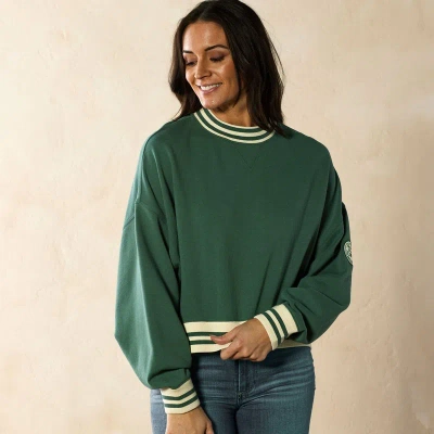 The Normal Brand Cole Terry Varsity Crewneck Sweatshirt In Green