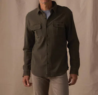 The Normal Brand Comfort Terry Shirt Jacket In Olive In Green