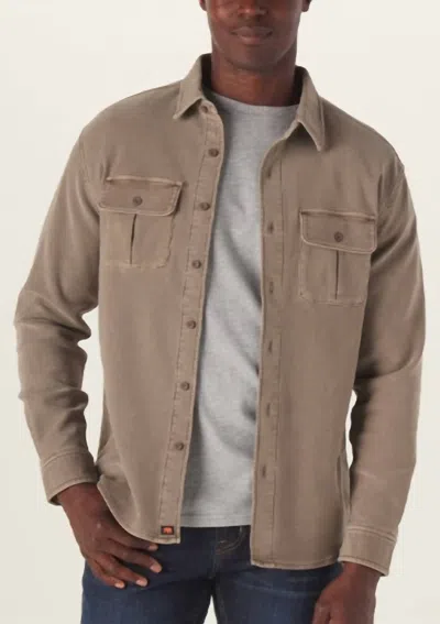 The Normal Brand Comfort Terry Shirt Jacket In Taupe In Grey