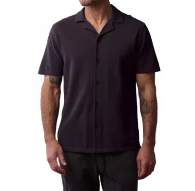 The Normal Brand Cotton Pique Camp Button Down Shirt In Phantom In Brown
