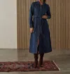 The Normal Brand Denim Shirtdress In Dark Wash In Blue