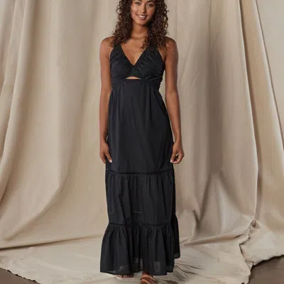 The Normal Brand Evie Tiered Maxi Sundress In Black