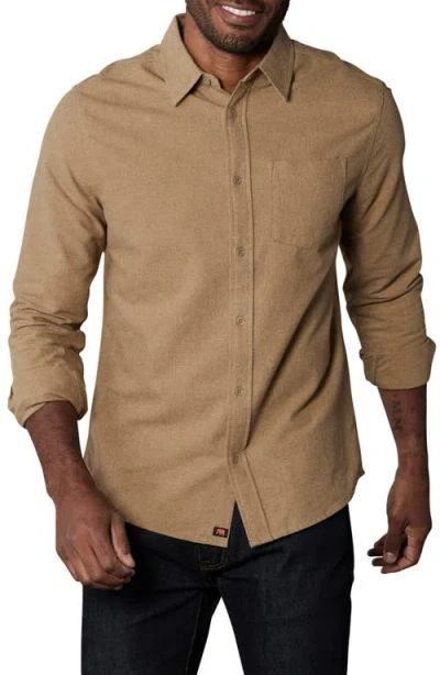 The Normal Brand Fairbanks Brushed Cotton Chamois Button-up Shirt In Toasted Chestnut