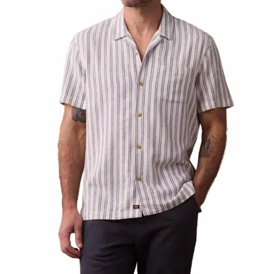 THE NORMAL BRAND FRESHWATER CAMP BUTTON DOWN SHIRT IN VINTAGE BLUE STRIPE