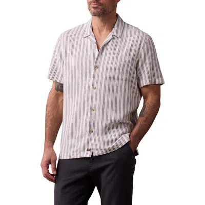 The Normal Brand Freshwater Cotton Camp Shirt In Vintage Blue Stripe