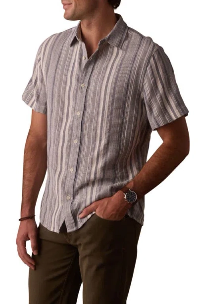 The Normal Brand Freshwater Everyday Short Sleeve Button-up Shirt In Gray
