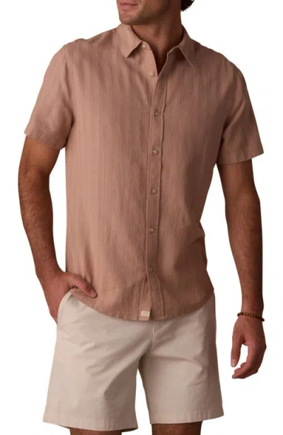 The Normal Brand Freshwater Everyday Short Sleeve Button-up Shirt In Brown