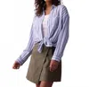 The Normal Brand Freshwater Overshirt In Coastal Stripe In Blue