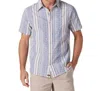 The Normal Brand Freshwater Short Sleeve Button Up In Ponoma Stripe In Multi