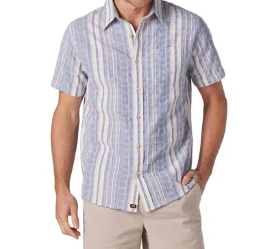 The Normal Brand Freshwater Short Sleeve Button Up In Ponoma Stripe In Multi