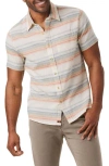 The Normal Brand Freshwater Short Sleeve Button Up Shirt In Canyon Stripe