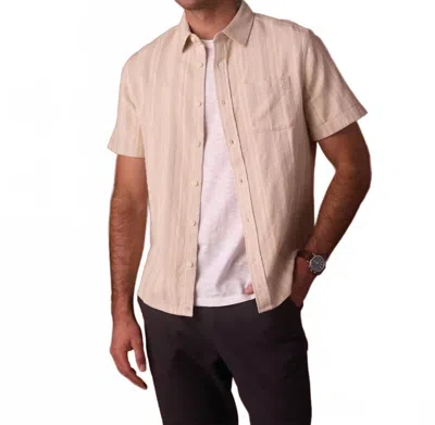 The Normal Brand Freshwater Short Sleeve Button Up Shirt In Sandstone Stripe In Pink
