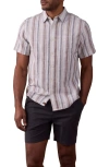 The Normal Brand Freshwater Short Sleeve Button-up Shirt In Misty Harbor Stripe