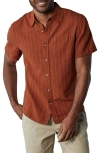 The Normal Brand Freshwater Short Sleeve Button-up Shirt In Oasis Dark Ginger