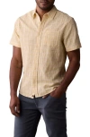 The Normal Brand Freshwater Short Sleeve Button-up Shirt In Sunglow Dobby