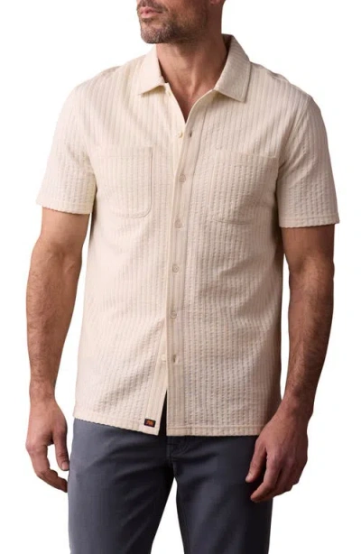 The Normal Brand Getaway Short Sleeve Knit Button-up Shirt In Stone