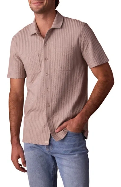 The Normal Brand Getaway Short Sleeve Knit Button-up Shirt In Brown