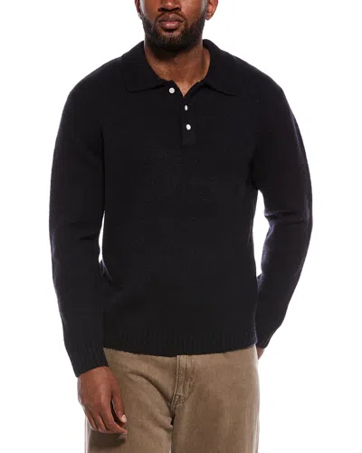 The Normal Brand Homebound Wool-blend Polo Sweater In Black