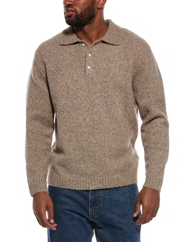 The Normal Brand Homebound Wool-blend Polo Sweater In Brown