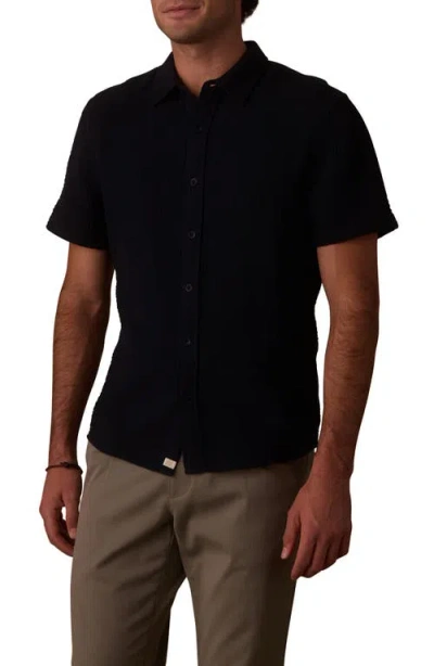 The Normal Brand Kalo Cotton Gauze Short Sleeve Button-up Shirt In Black