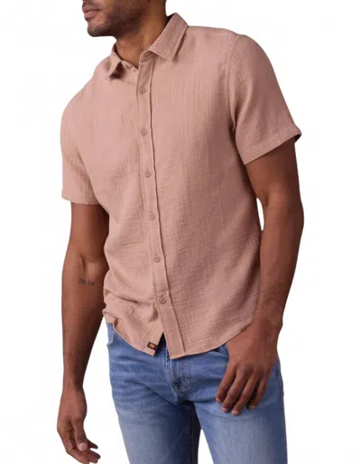 The Normal Brand Kalo Short Sleeve Button Up Shirt In Driftwood In Pink