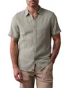 The Normal Brand Kalo Short Sleeve Button Up Shirt In Juniper In Gray