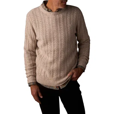 The Normal Brand Kennedy Cable Knit Wool Blend Crewneck Sweater In Brown