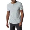 The Normal Brand Men's Active Short Sleeve Puremeso Henley In Stone In Mist