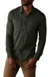 The Normal Brand Lennox Cotton Jersey Button-up Shirt In Alpine