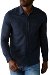 The Normal Brand Lennox Cotton Jersey Button-up Shirt In Blue