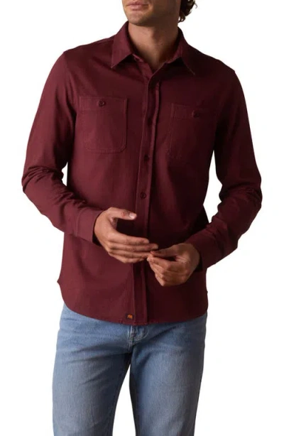 The Normal Brand Lennox Cotton Jersey Button-up Shirt In Burgundy