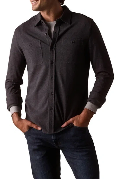 The Normal Brand Lennox Cotton Jersey Button-up Shirt In Gray