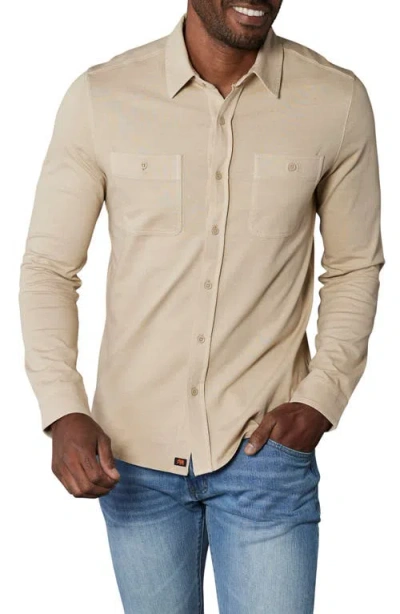 The Normal Brand Lennox Cotton Jersey Button-up Shirt In Oat