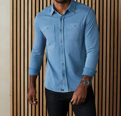 The Normal Brand Lennox Jersey Button Up Shirt In Slate Blue